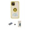 MARSİLYAN™- iPhone 12 Pro Max Kılıf Yörünge Çizgi - Siyah 6D Mat Seramik Hayalet Nano Ekran Koruyucu + Sarı Renkli Kamera Lens Koruma Cam