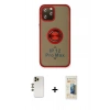 MARSİLYAN™- iPhone 12 Pro Max Kılıf Yörünge Çizgi - Siyah 6D Mat Seramik Hayalet Nano Ekran Koruyucu + Shine Kamera Lens - GD