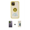 MARSİLYAN™- iPhone 12 Pro Max Kılıf Yörünge Çizgi - Siyah 6D Mat Seramik Hayalet Nano Ekran Koruyucu + Neon Fosforlu Kamera Lens - YL