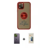 MARSİLYAN™- iPhone 12 Pro Max Kılıf Yörünge Çizgi - Siyah 6D Mat Seramik Hayalet Nano Ekran Koruyucu + Neon Fosforlu Kamera Lens - YL