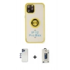 MARSİLYAN™- iPhone 12 Pro Max Kılıf Yörünge Çizgi - Siyah Bilvis Hayalet Cam Ekran Koruyucu + Shine Kamera Lens - LT