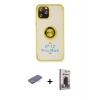 MARSİLYAN™- iPhone 12 Pro Max Kılıf Yörünge Çizgi - Siyah Bilvis Hayalet Cam Ekran Koruyucu + Renkli Kamera Lens Koruma Cam - MI