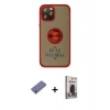 MARSİLYAN™- iPhone 12 Pro Max Kılıf Yörünge Çizgi - Siyah Bilvis Hayalet Cam Ekran Koruyucu + Metal Kamera Lens Koruma Cam - GD