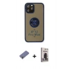 MARSİLYAN™- iPhone 12 Pro Max Kılıf Yörünge Çizgi - Siyah Bilvis Hayalet Cam Ekran Koruyucu + Metal Kamera Lens Koruma Cam - GD