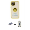 MARSİLYAN™- iPhone 12 Pro Max Kılıf Yörünge Çizgi - Siyah Bilvis Hayalet Cam Ekran Koruyucu + Renkli Kamera Lens Koruma Cam - PE