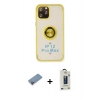 MARSİLYAN™- iPhone 12 Pro Max Kılıf Yörünge Çizgi - Siyah Bilvis Hayalet Cam Ekran Koruyucu + Shine Kamera Lens Koruma Cam - PE