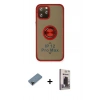 MARSİLYAN™- iPhone 12 Pro Max Kılıf Yörünge Çizgi - Siyah Bilvis Hayalet Cam Ekran Koruyucu + Shine Kamera Lens Koruma Cam - SH