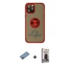 MARSİLYAN™- iPhone 12 Pro Max Kılıf Yörünge Çizgi - Siyah Bilvis Hayalet Cam Ekran Koruyucu + Shine Kamera Lens Koruma Cam - PE