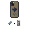MARSİLYAN™- iPhone 12 Pro Max Kılıf Yörünge Çizgi - Siyah Bilvis Hayalet Cam Ekran Koruyucu + Shine Kamera Lens Koruma Cam - SH