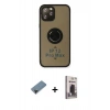 MARSİLYAN™- iPhone 12 Pro Max Kılıf Yörünge Çizgi - Siyah Bilvis Hayalet Cam Ekran Koruyucu + Shine Kamera Lens Koruma Cam - SH