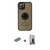 MARSİLYAN™- iPhone 12 Pro Max Kılıf Yörünge Çizgi - Siyah Bilvis Hayalet Cam Ekran Koruyucu + Renkli Kamera Lens Koruma Cam - YL