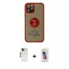 MARSİLYAN™- iPhone 12 Pro Max Kılıf Yörünge Çizgi - Siyah Joko 5D Cam + Gold Shine Kamera Lens
