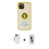MARSİLYAN™- iPhone 12 Pro Max Kılıf Yörünge Çizgi - Siyah Joko 5D Cam + Shine Kamera Lens - LT