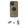 MARSİLYAN™- iPhone 12 Pro Max Kılıf Yörünge Çizgi - Siyah Joko 5D Cam + Renkli Kamera Lens Koruma Cam - MI