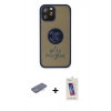 MARSİLYAN™- iPhone 12 Pro Max Kılıf Yörünge Çizgi - Siyah Joko 5D Cam + Renkli Kamera Lens Koruma Cam - MI