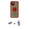 MARSİLYAN™- iPhone 12 Pro Max Kılıf Yörünge Çizgi - Siyah Joko 5D Cam + Renkli Kamera Lens Koruma Cam - MI