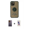 MARSİLYAN™- iPhone 12 Pro Max Kılıf Yörünge Çizgi - Siyah Joko 5D Cam + Neon Fosforlu Kamera Lens - SI
