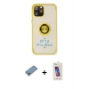 MARSİLYAN™- iPhone 12 Pro Max Kılıf Yörünge Çizgi - Siyah Joko 5D Cam + Shine Kamera Lens Koruma Cam - GI