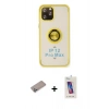MARSİLYAN™- iPhone 12 Pro Max Kılıf Yörünge Çizgi - Siyah Joko 5D Cam + Shine Kamera Lens Koruma Cam - SABE
