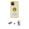 MARSİLYAN™- iPhone 12 Pro Max Kılıf Yörünge Çizgi - Siyah Joko 5D Cam + Renkli Kamera Lens Koruma Cam - TU