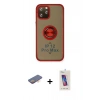 MARSİLYAN™- iPhone 12 Pro Max Kılıf Yörünge Çizgi - Siyah Joko 5D Cam + Renkli Kamera Lens Koruma Cam - TU