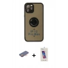 MARSİLYAN™- iPhone 12 Pro Max Kılıf Yörünge Çizgi - Siyah Joko 5D Cam + Renkli Kamera Lens Koruma Cam - TU