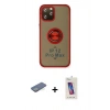 MARSİLYAN™- iPhone 12 Pro Max Kılıf Yörünge Çizgi - Siyah Joko 5D Cam + Yeşil Renkli Kamera Lens Koruma Cam