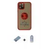 MARSİLYAN™- iPhone 12 Pro Max Kılıf Yörünge Çizgi - Siyah Joko Magic 5D Cam + Gökkuşağı Shine Kamera Lens Koruma Cam