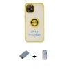 MARSİLYAN™- iPhone 12 Pro Max Kılıf Yörünge Çizgi - Siyah Joko Magic 5D Cam + Kırmızı Metal Kamera Lens Koruma Cam