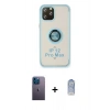 MARSİLYAN™- iPhone 12 Pro Max Kılıf Yörünge Çizgi - Siyah Joko Magic 5D Cam + Mavi Neon Fosforlu Kamera Lens