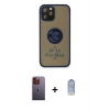 MARSİLYAN™- iPhone 12 Pro Max Kılıf Yörünge Çizgi - Siyah Joko Magic 5D Cam + Neon Fosforlu Kamera Lens - TU