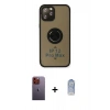 MARSİLYAN™- iPhone 12 Pro Max Kılıf Yörünge Çizgi - Siyah Joko Magic 5D Cam + Neon Fosforlu Kamera Lens - TU