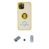 MARSİLYAN™- iPhone 12 Pro Max Kılıf Yörünge Çizgi - Siyah Joko Magic 5D Cam + Siyah Shine Kamera Lens Koruma Cam