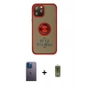 MARSİLYAN™- iPhone 12 Pro Max Kılıf Yörünge Çizgi - Siyah Joko Magic 5D Hayalet Cam + Mavi Neon Fosforlu Kamera Lens