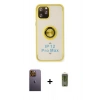 MARSİLYAN™- iPhone 12 Pro Max Kılıf Yörünge Çizgi - Siyah Joko Magic 5D Hayalet Cam + Neon Fosforlu Kamera Lens - SI