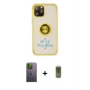MARSİLYAN™- iPhone 12 Pro Max Kılıf Yörünge Çizgi - Siyah Joko Magic 5D Hayalet Cam + Neon Fosforlu Kamera Lens - YL