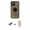 MARSİLYAN™- iPhone 12 Pro Max Kılıf Yörünge Çizgi - Siyah Mat Seramik Nano Ekran Koruyucu + Shine Kamera Lens Koruma Cam - GD