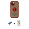 MARSİLYAN™- iPhone 12 Pro Max Kılıf Yörünge Çizgi - Siyah Mat Seramik Nano Ekran Koruyucu + Shine Kamera Lens Koruma Cam - GD