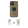 MARSİLYAN™- iPhone 12 Pro Max Kılıf Yörünge Çizgi - Siyah Mat Seramik Nano Ekran Koruyucu + Shine Kamera Lens - LT