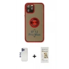 MARSİLYAN™- iPhone 12 Pro Max Kılıf Yörünge Çizgi - Siyah Mat Seramik Nano Ekran Koruyucu + Shine Kamera Lens - LT