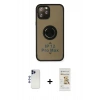 MARSİLYAN™- iPhone 12 Pro Max Kılıf Yörünge Çizgi - Siyah Mat Seramik Nano Ekran Koruyucu + Shine Kamera Lens - LT
