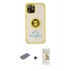 MARSİLYAN™- iPhone 12 Pro Max Kılıf Yörünge Çizgi - Siyah Mat Seramik Nano Ekran Koruyucu + Renkli Kamera Lens Koruma Cam - PE