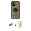 MARSİLYAN™- iPhone 12 Pro Max Kılıf Yörünge Çizgi - Siyah Mat Seramik Nano Ekran Koruyucu + Renkli Kamera Lens Koruma Cam - PE