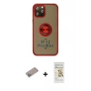 MARSİLYAN™- iPhone 12 Pro Max Kılıf Yörünge Çizgi - Siyah Mat Seramik Nano Ekran Koruyucu + Shine Kamera Lens Koruma Cam - SABE