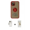 MARSİLYAN™- iPhone 12 Pro Max Kılıf Yörünge Çizgi - Siyah Mat Seramik Nano Ekran Koruyucu + Shine Kamera Lens - GD