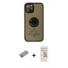 MARSİLYAN™- iPhone 12 Pro Max Kılıf Yörünge Çizgi - Siyah Mat Seramik Nano Ekran Koruyucu + Shine Kamera Lens Koruma Cam - SABE