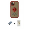 MARSİLYAN™- iPhone 12 Pro Max Kılıf Yörünge Çizgi - Siyah Mat Seramik Nano Ekran Koruyucu + Shine Kamera Lens Koruma Cam - SH