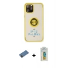 MARSİLYAN™- iPhone 12 Pro Max Kılıf Yörünge Çizgi - Siyah Polymer Nano Ekran Koruyucu + Shine Kamera Lens Koruma Cam - GD
