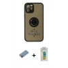 MARSİLYAN™- iPhone 12 Pro Max Kılıf Yörünge Çizgi - Siyah Polymer Nano Ekran Koruyucu + Shine Kamera Lens Koruma Cam - PE