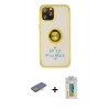 MARSİLYAN™- iPhone 12 Pro Max Kılıf Yörünge Çizgi - Siyah Polymer Nano Ekran Koruyucu + Renkli Kamera Lens Koruma Cam - TU